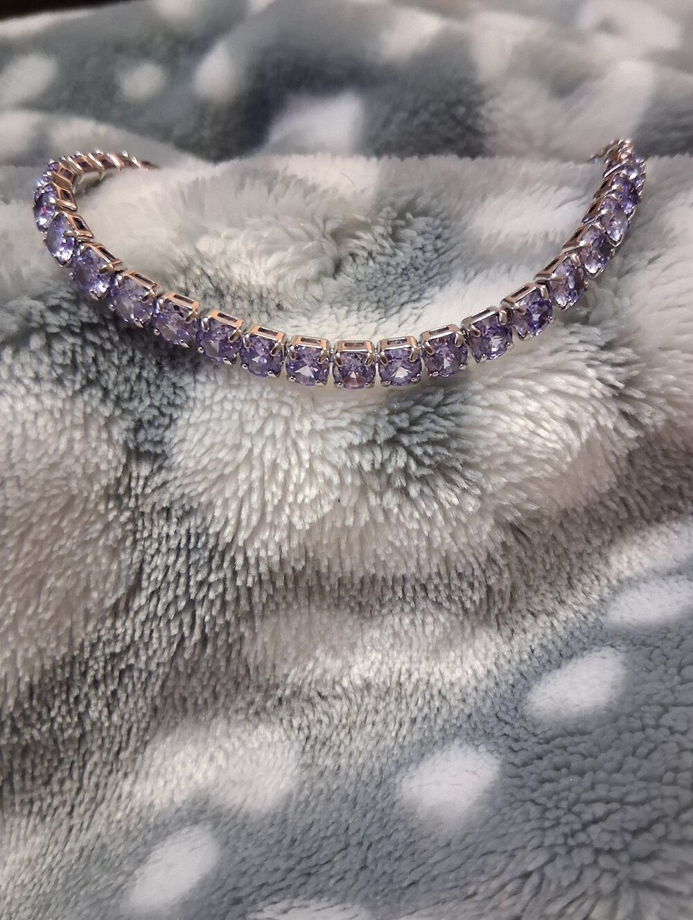 Purple CZ Silver Tennis Bracelet - Women's Jewelry - Picture 2 of 7